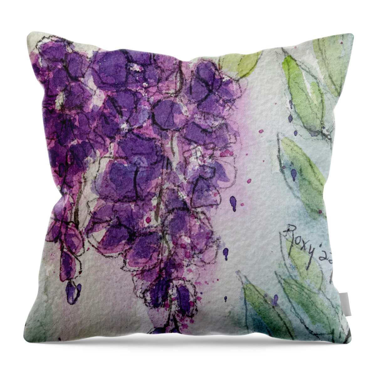 Loose Floral Throw Pillow featuring the painting Wisteria Flowers by Roxy Rich