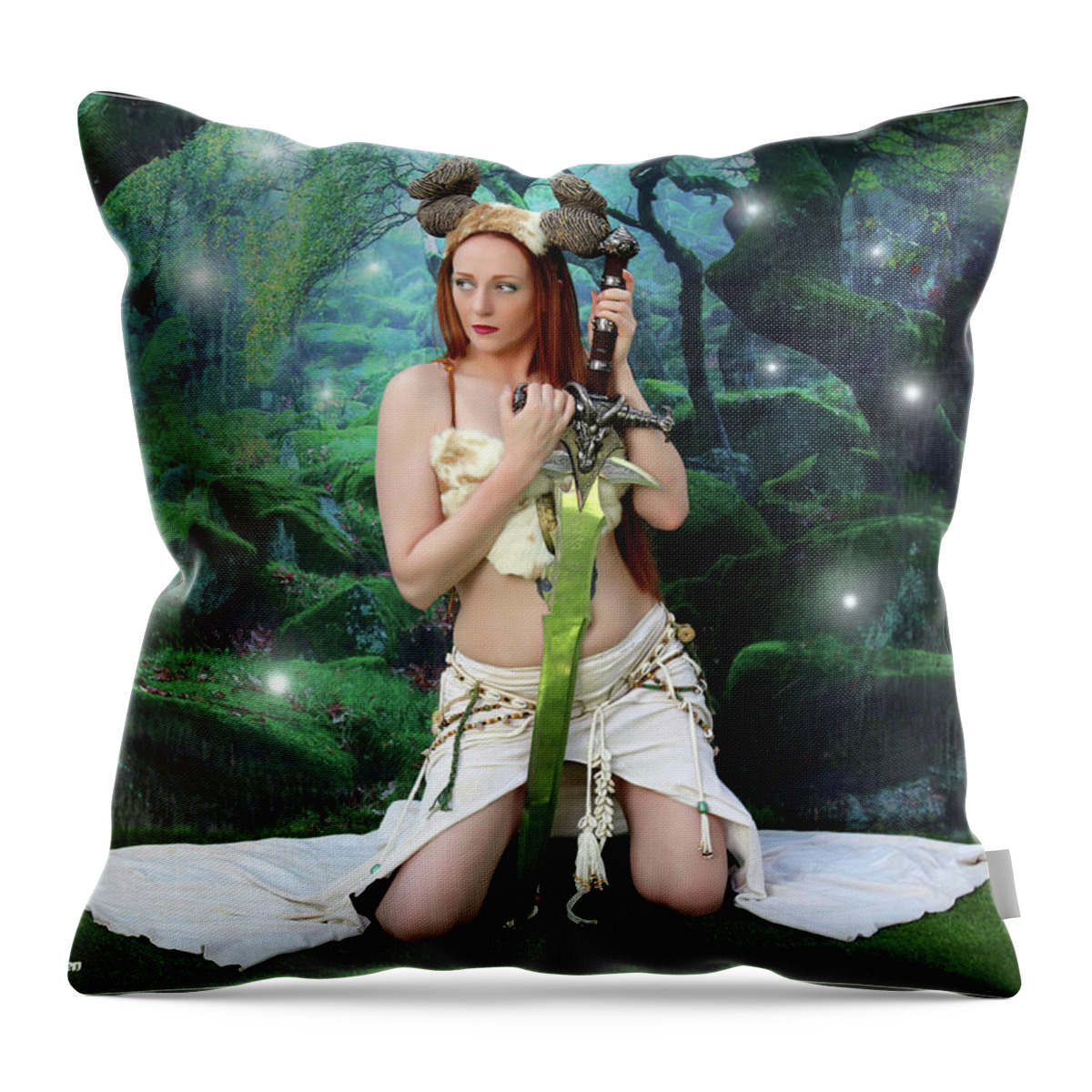 Black Widow Throw Pillow featuring the photograph Witch of the Fairy Wood by Jon Volden