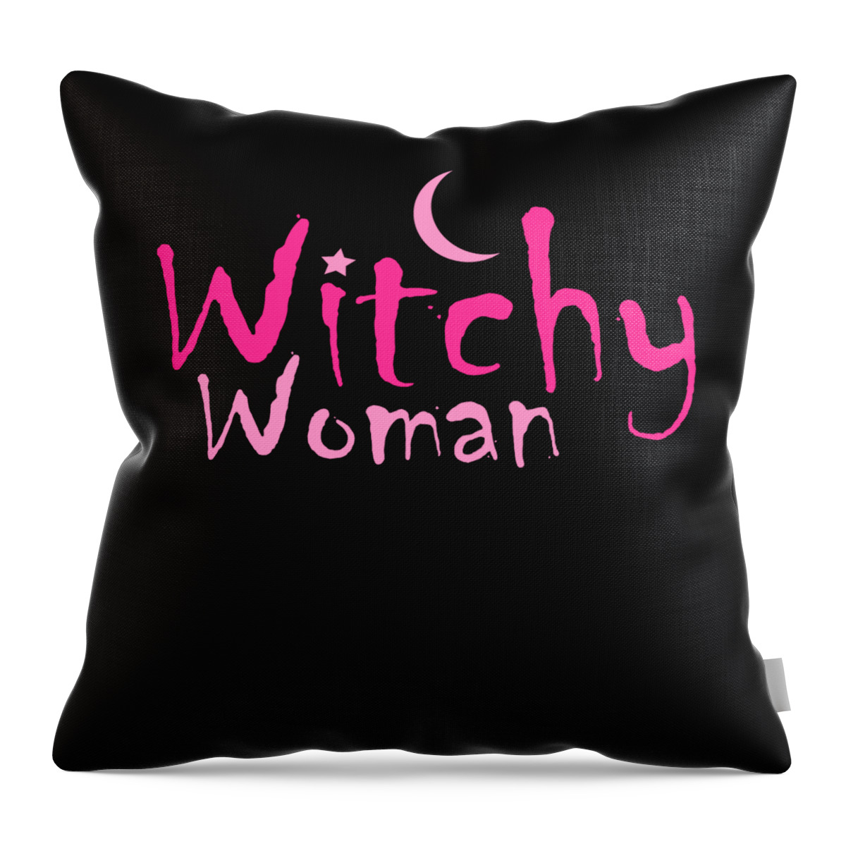 Witchy Throw Pillow featuring the digital art Witchy Woman Funny Halloween Witch by Flippin Sweet Gear