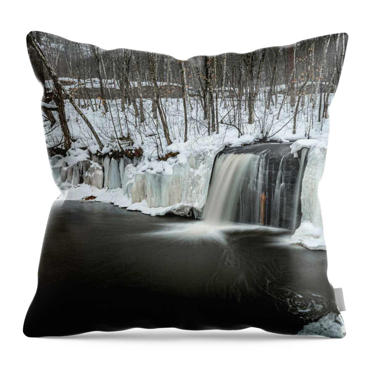 Creek Throw Pillow featuring the photograph Wolf Creek Falls in Winter by Kevin Argue