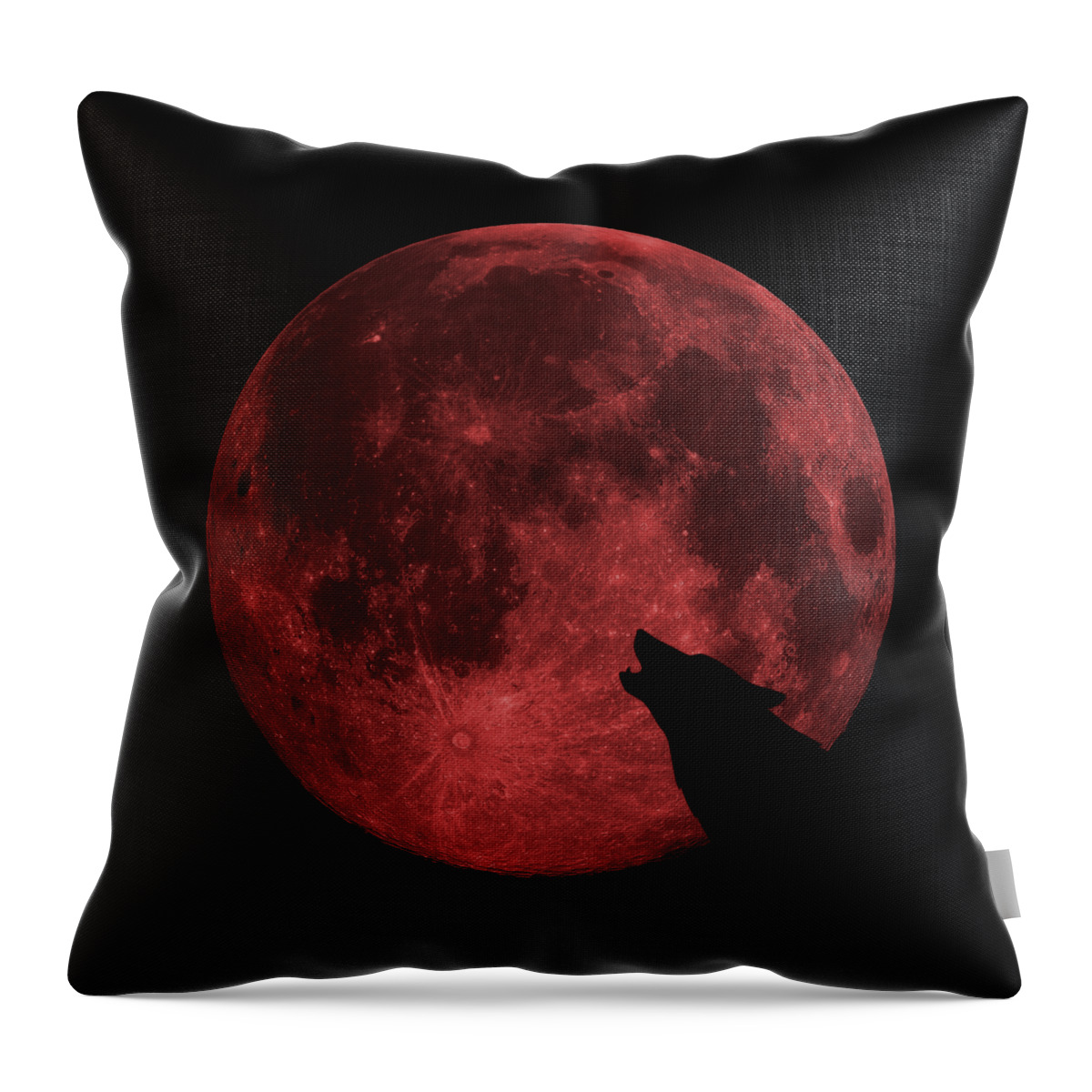 Cool Throw Pillow featuring the digital art Wolf Howling Blood Moon by Flippin Sweet Gear