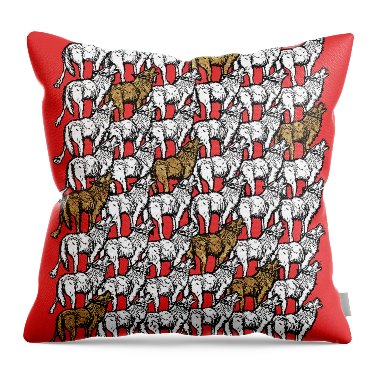 Wolf Pattern Throw Pillow featuring the mixed media Wolf Pattern 6 by Amy E Fraser