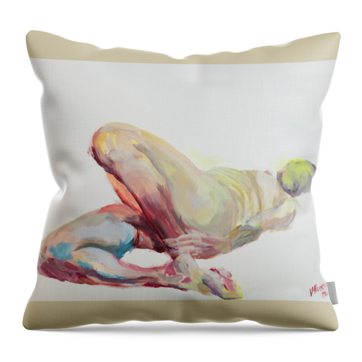 #woman Throw Pillow featuring the painting Woman 6 by Veronica Huacuja