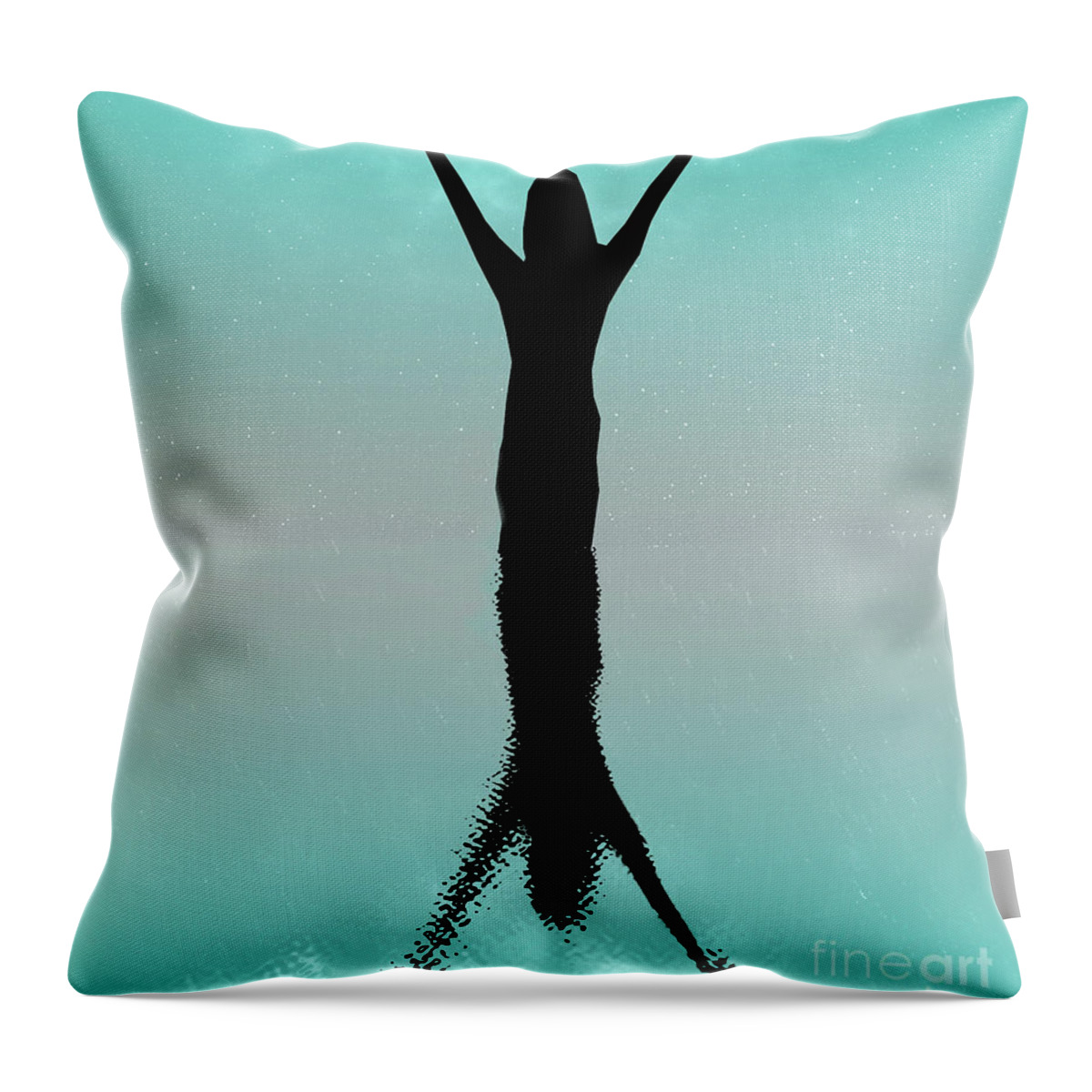 Active Throw Pillow featuring the digital art Woman experiencing the joy and happiness of life through yoga by Timothy OLeary
