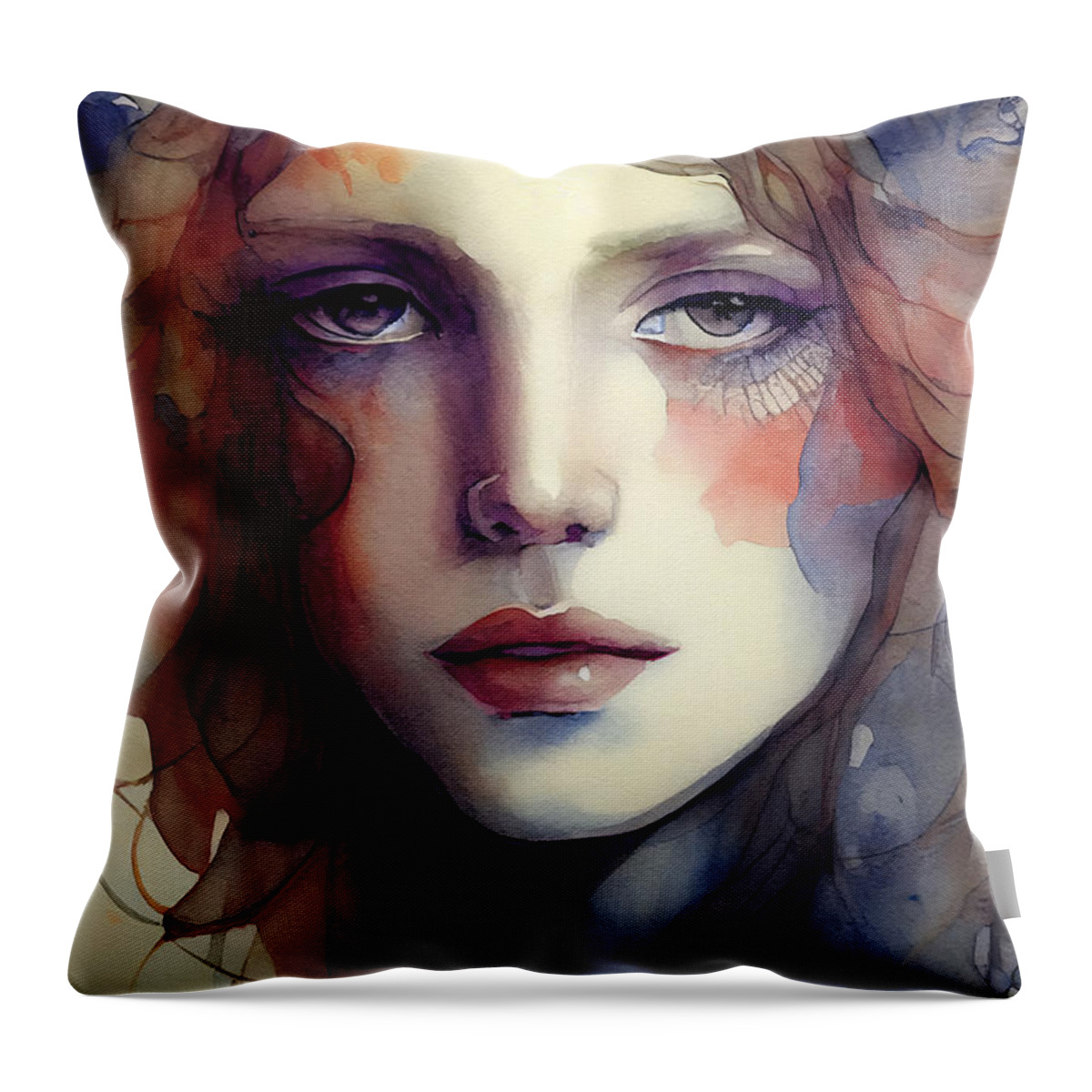 Art Nouveau Woman Throw Pillow featuring the painting Woman I by Mindy Sommers