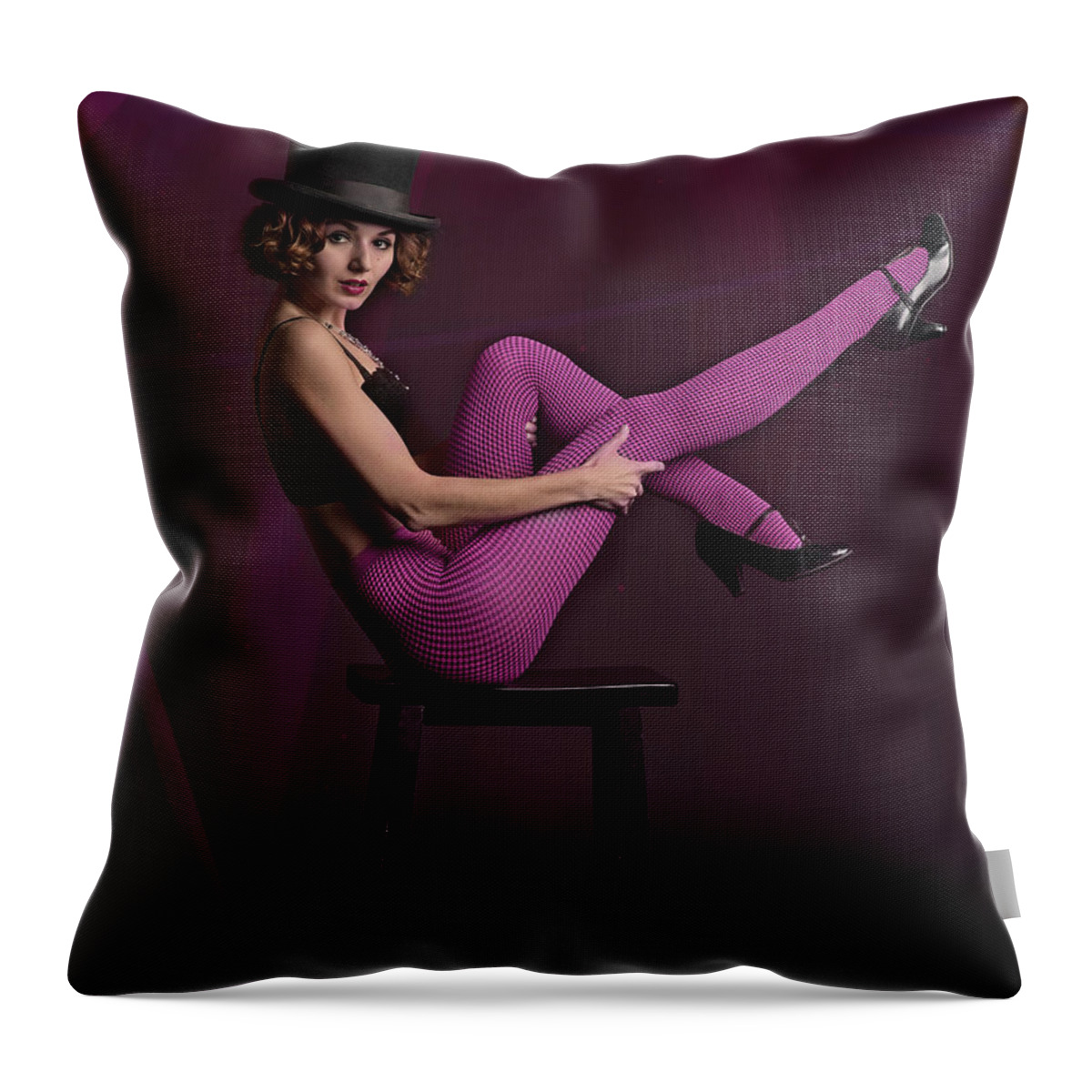 Circus Throw Pillow featuring the photograph Woman-in-Pink-Circus-Tights by Fon Denton
