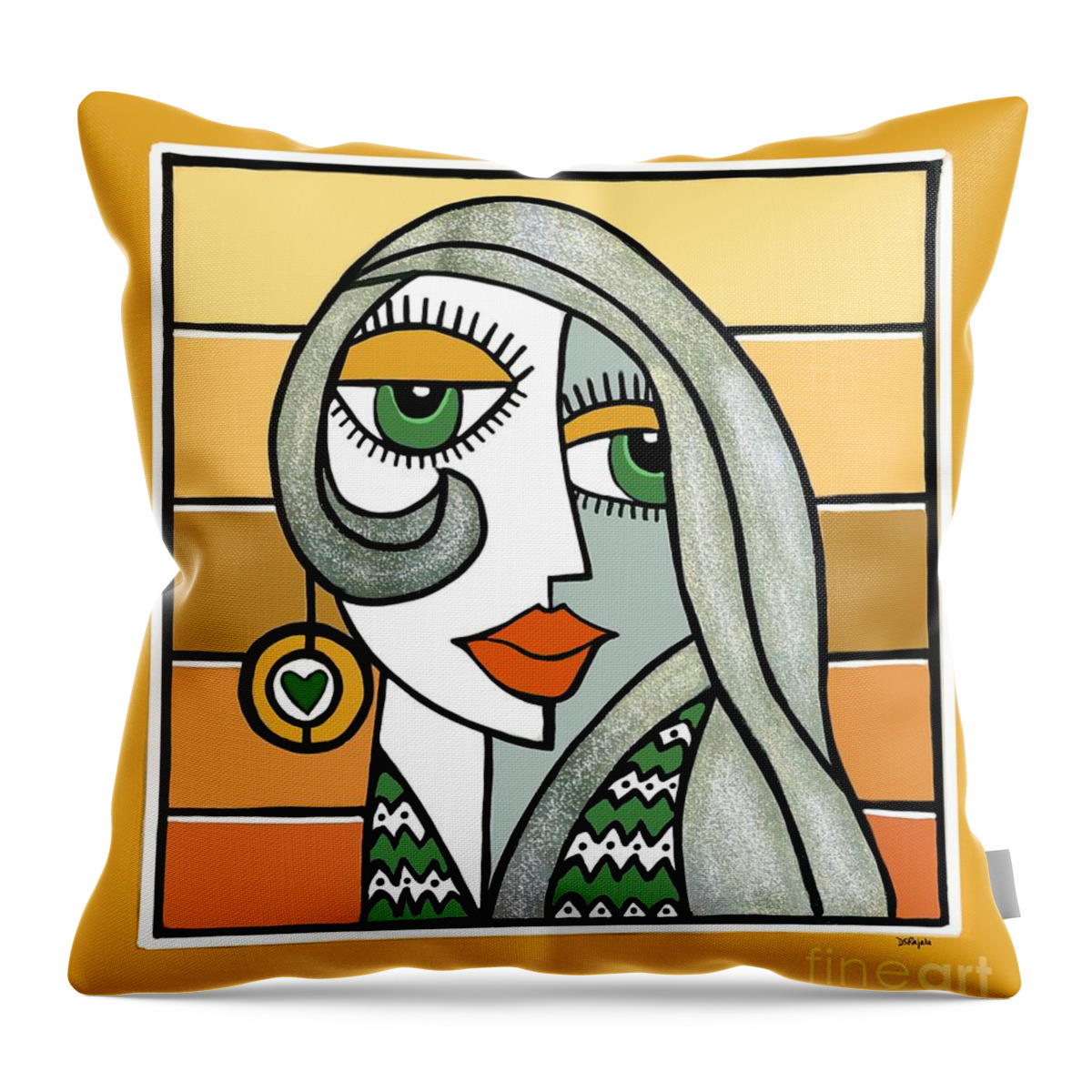 Lady Throw Pillow featuring the digital art Woman with Earring 3 by Diana Rajala