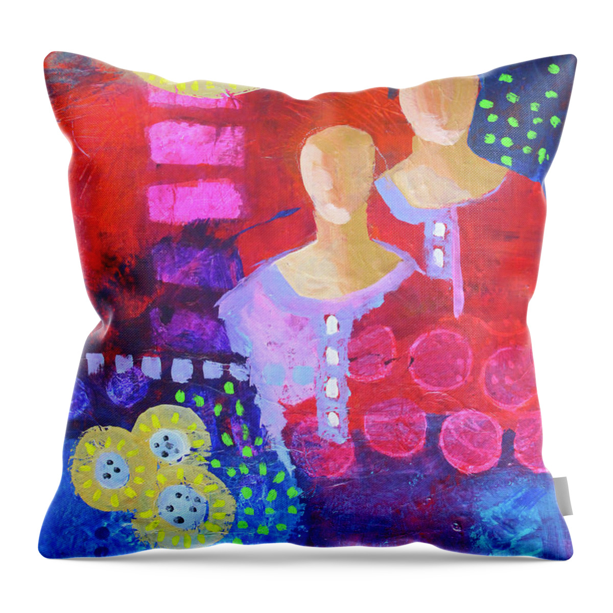 Women Throw Pillow featuring the painting Women of Wisdom by Nancy Merkle
