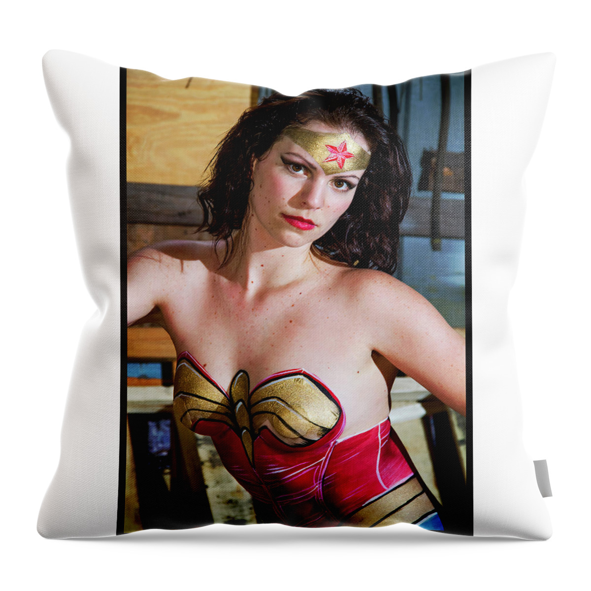 Cosplay Throw Pillow featuring the photograph Wonder Woman by Christopher W Weeks