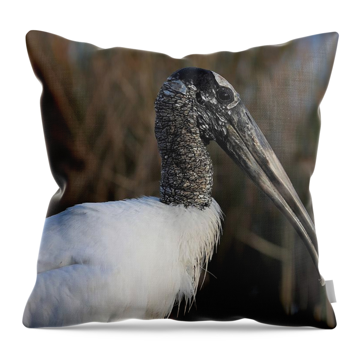 Wood Storks Throw Pillow featuring the photograph Scaly Neck and Head by Mingming Jiang
