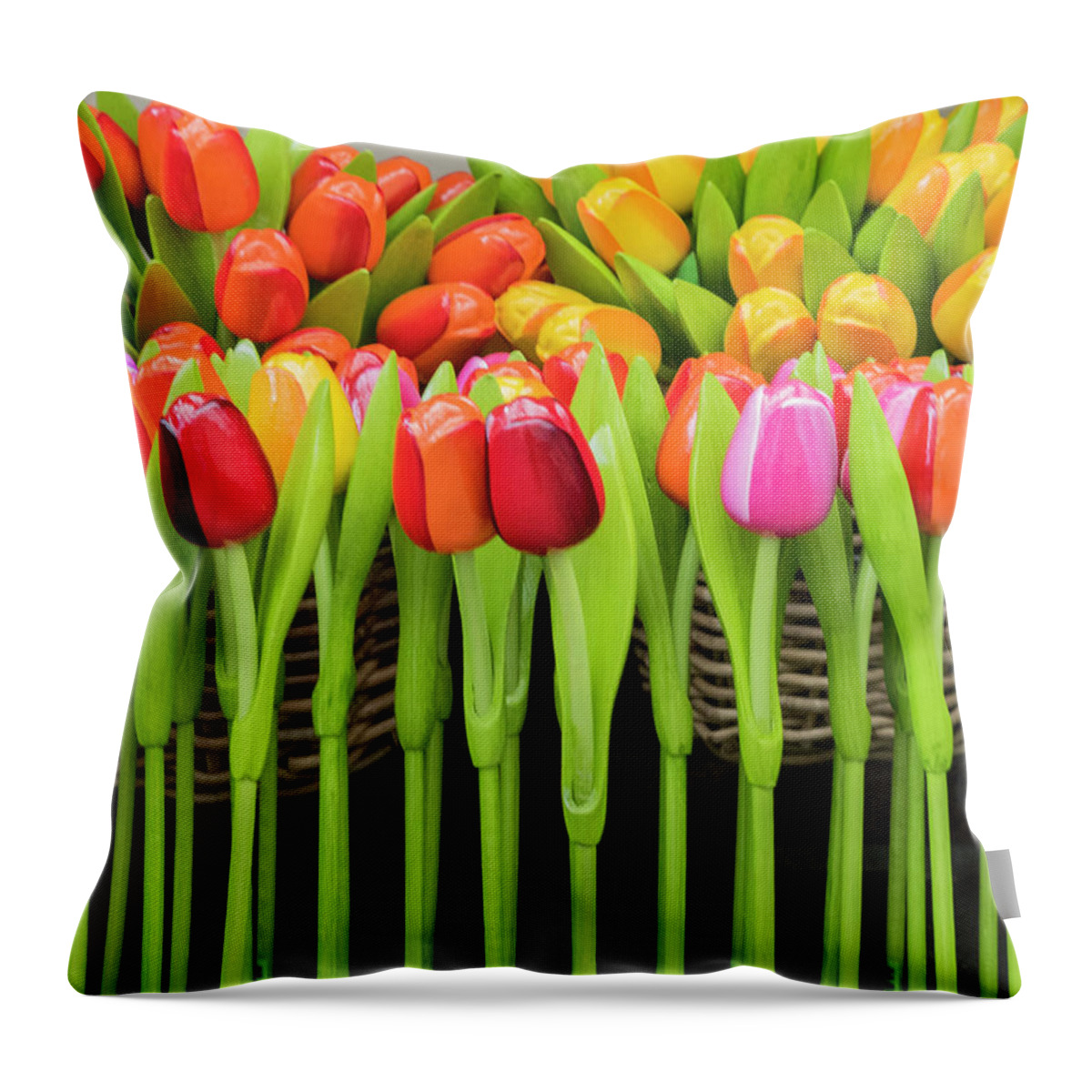 Agricultural Throw Pillow featuring the photograph Wooden Tulips by Eggers Photography