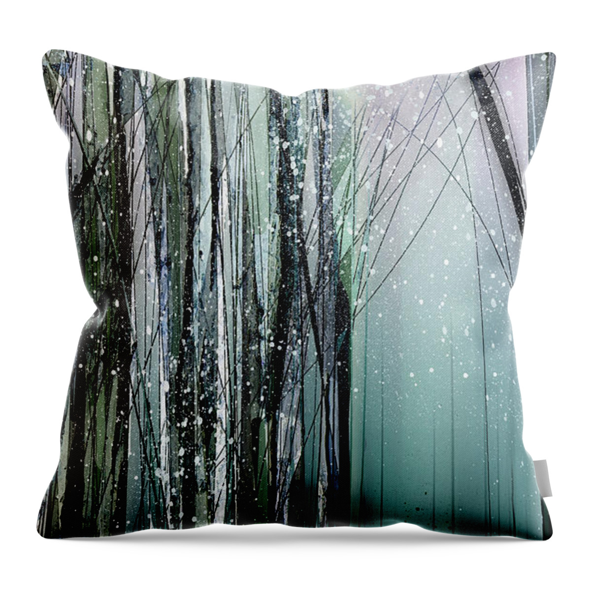 Landscape Throw Pillow featuring the digital art Woodland Night by Gina Harrison