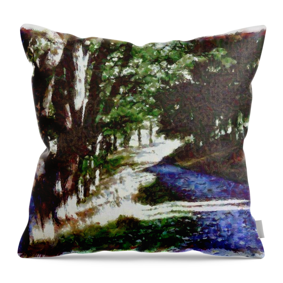 Walk Throw Pillow featuring the mixed media Woodland Walk by Christopher Reed