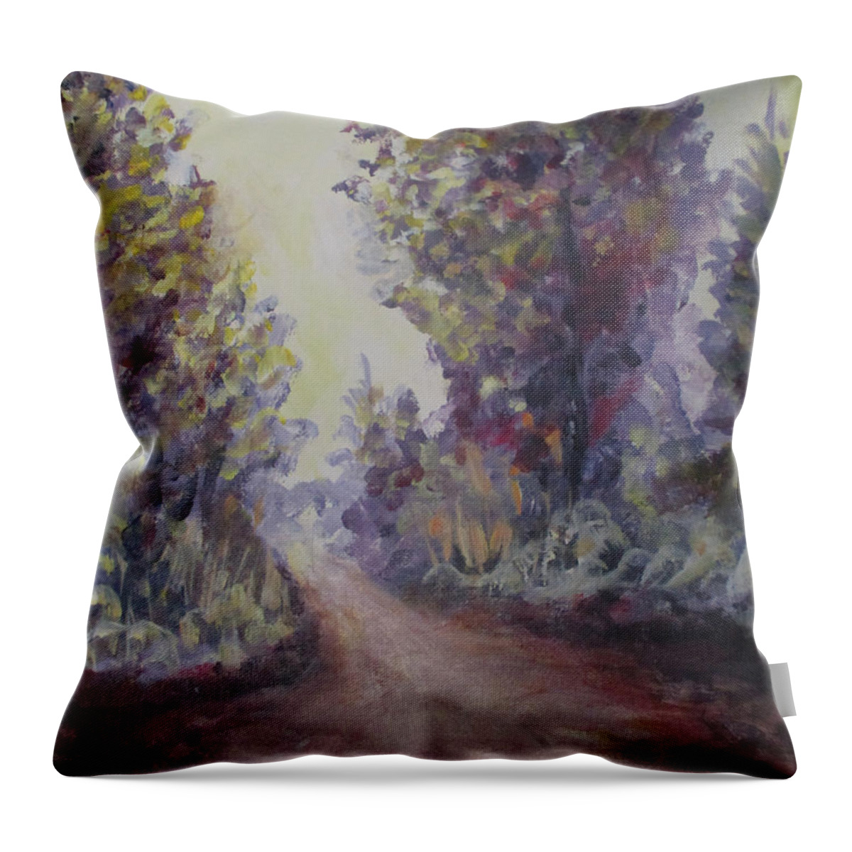 Wood Throw Pillow featuring the painting Woodlet by Jen Shearer