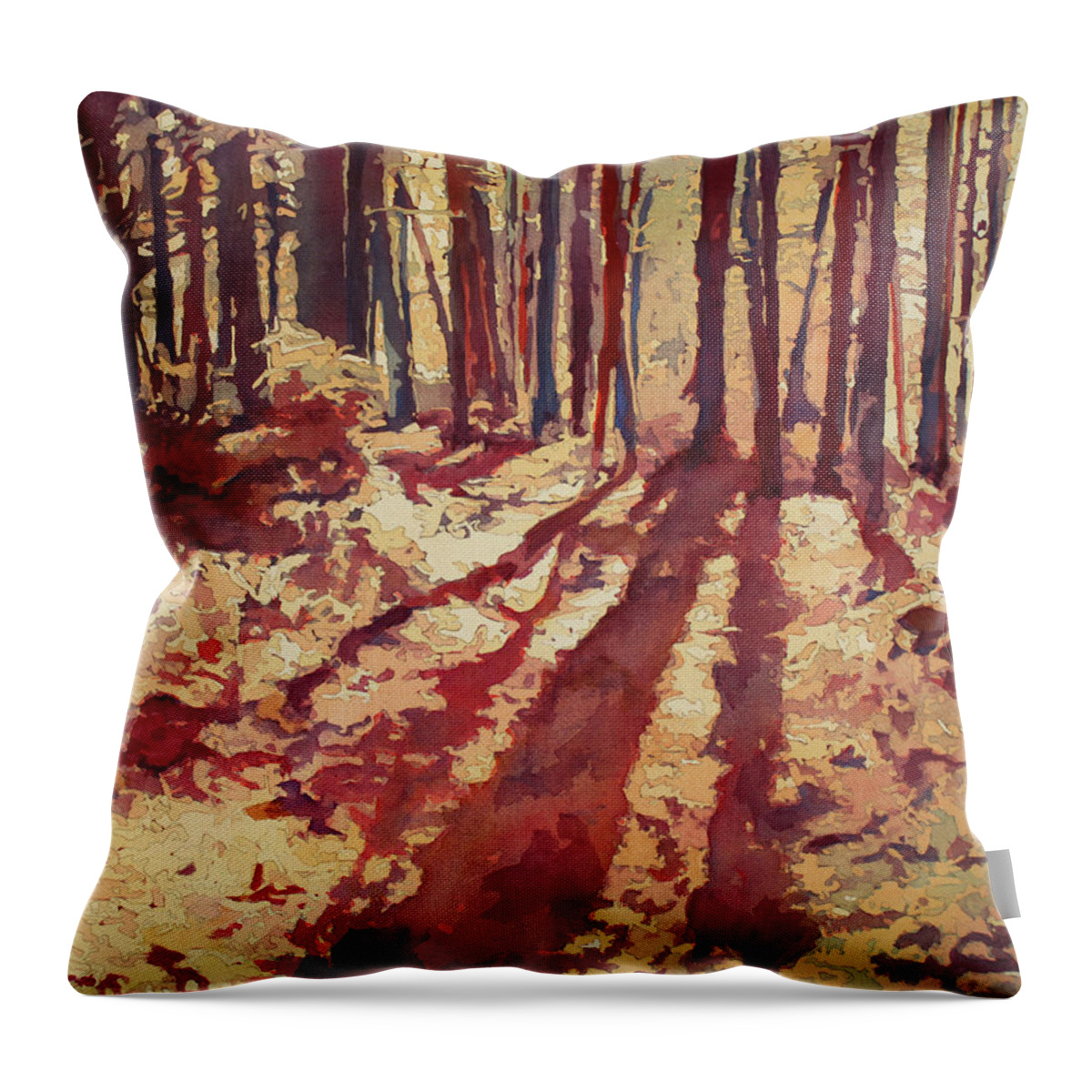 Wood Throw Pillow featuring the painting Wood's Edge by Jenny Armitage