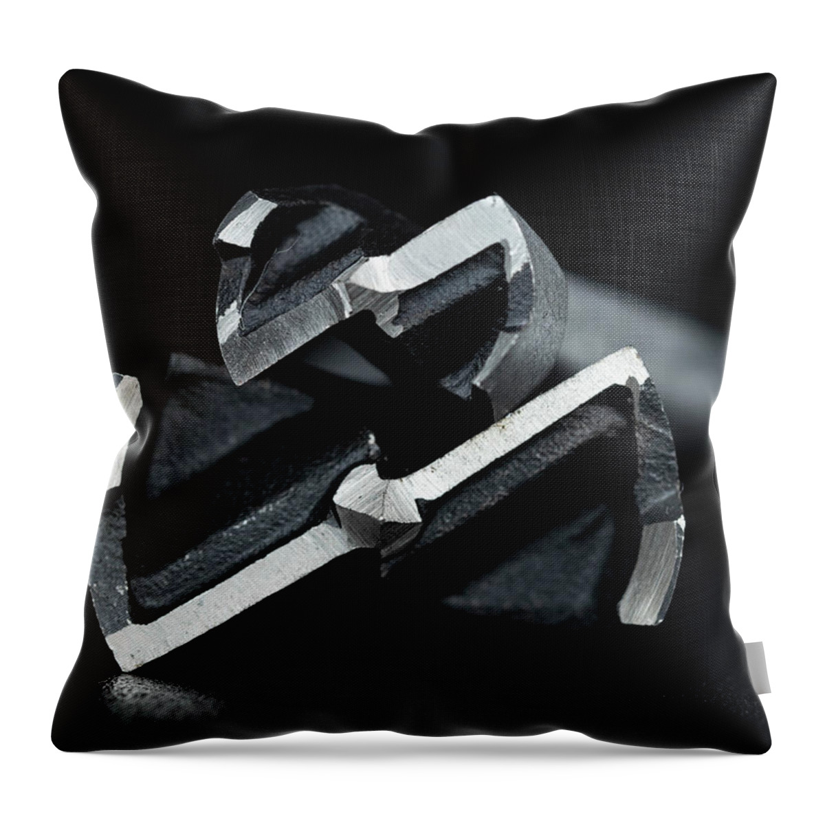 Bits Throw Pillow featuring the photograph Woodworking Tools - Countersink Drill Bits by Amelia Pearn