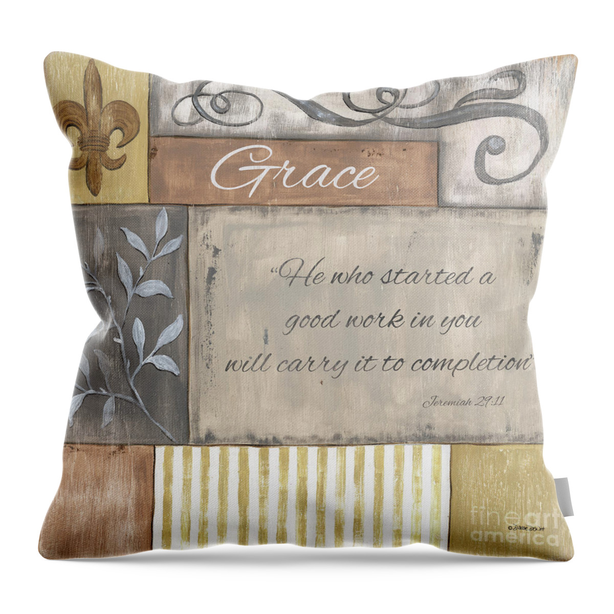 Grace Throw Pillow featuring the painting Words to Live By 2, Grace by Debbie DeWitt