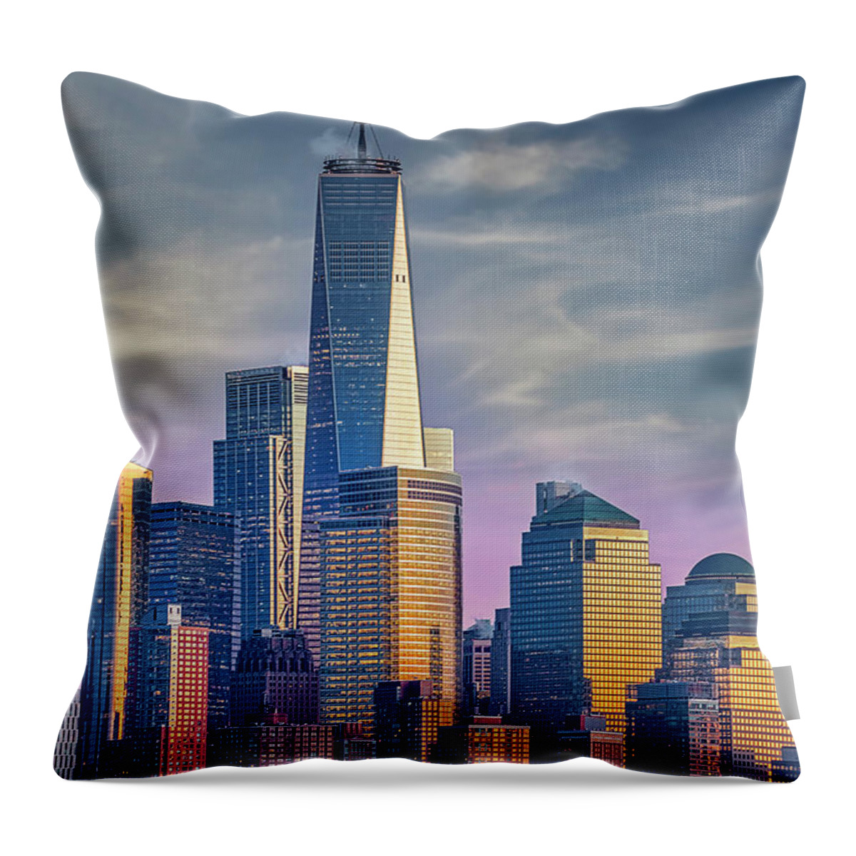 Nyc Skyline Throw Pillow featuring the photograph World Trade Center NYC by Susan Candelario