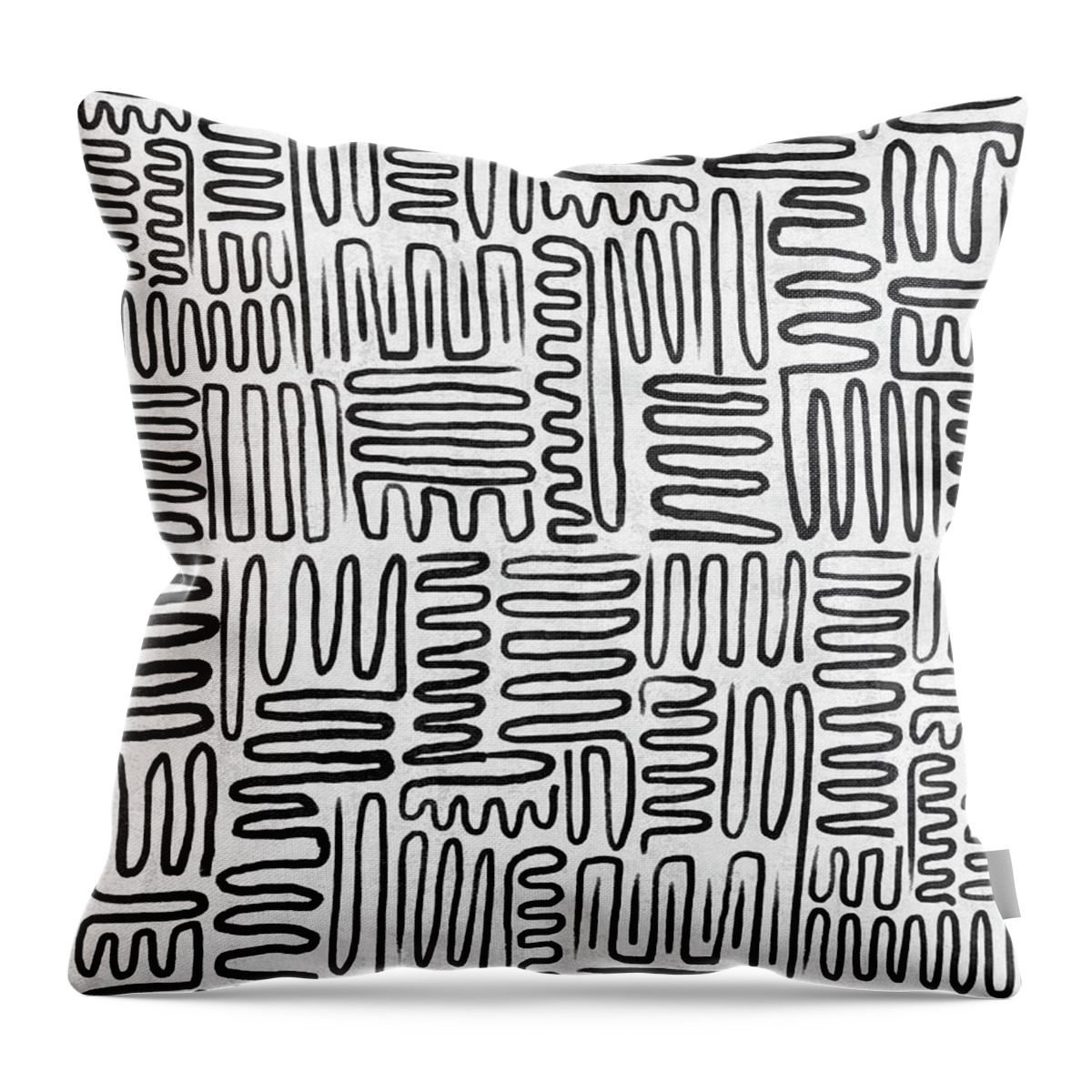 Minimal Throw Pillow featuring the digital art Writing On Water 03 - Minimal, Modern - Monochromatic Contemporary Abstract Art by Studio Grafiikka