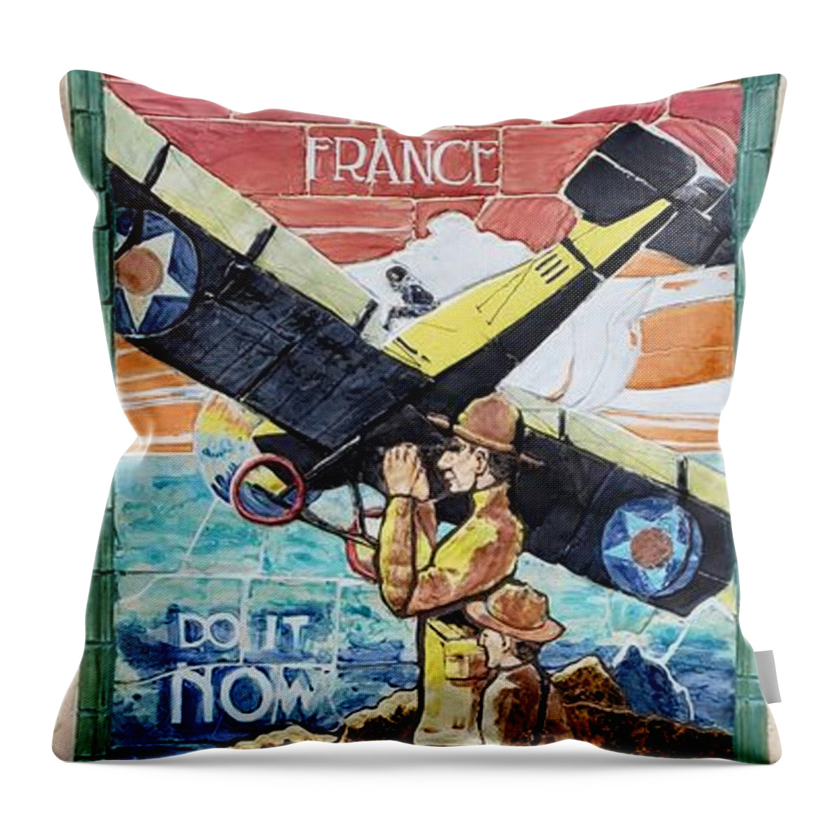 World War One Throw Pillow featuring the mixed media WW1 Remembrance by Merana Cadorette