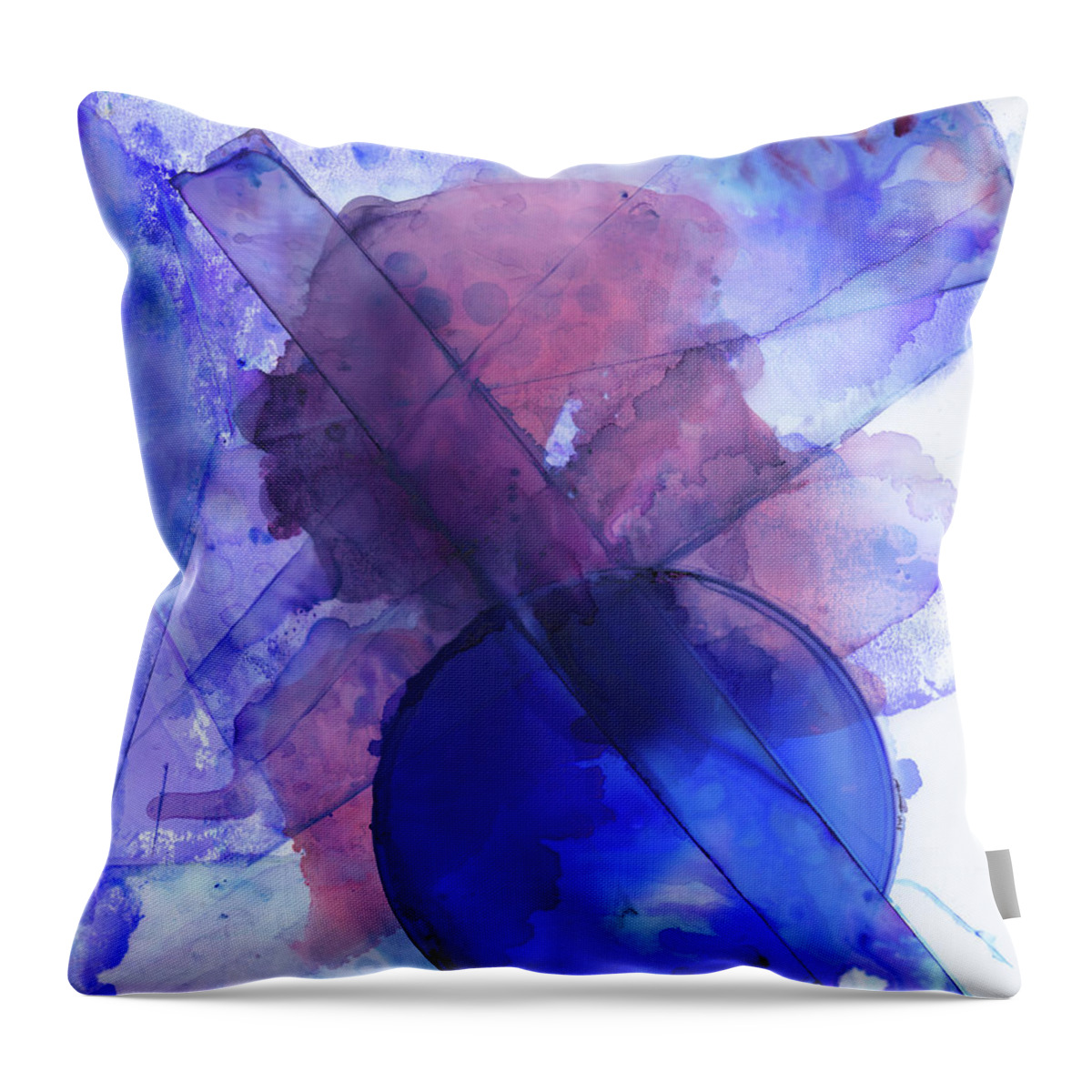 Blue Throw Pillow featuring the painting X Marks the Spot by Christy Sawyer