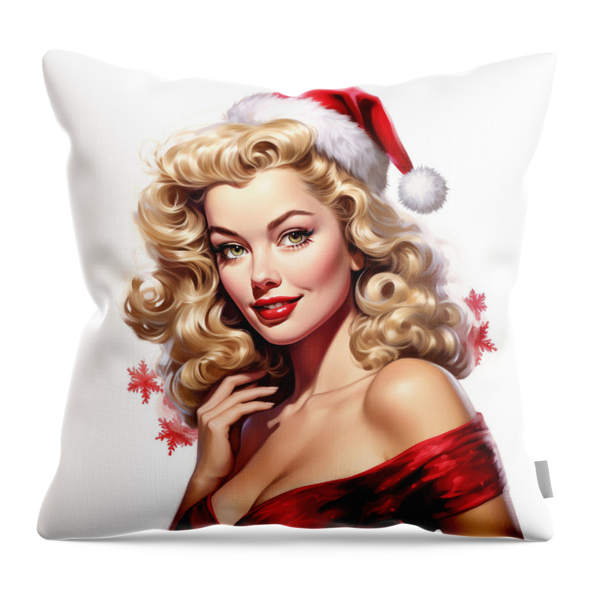 Painting Throw Pillow featuring the painting X-Mas Pin-up No.1 by My Head Cinema