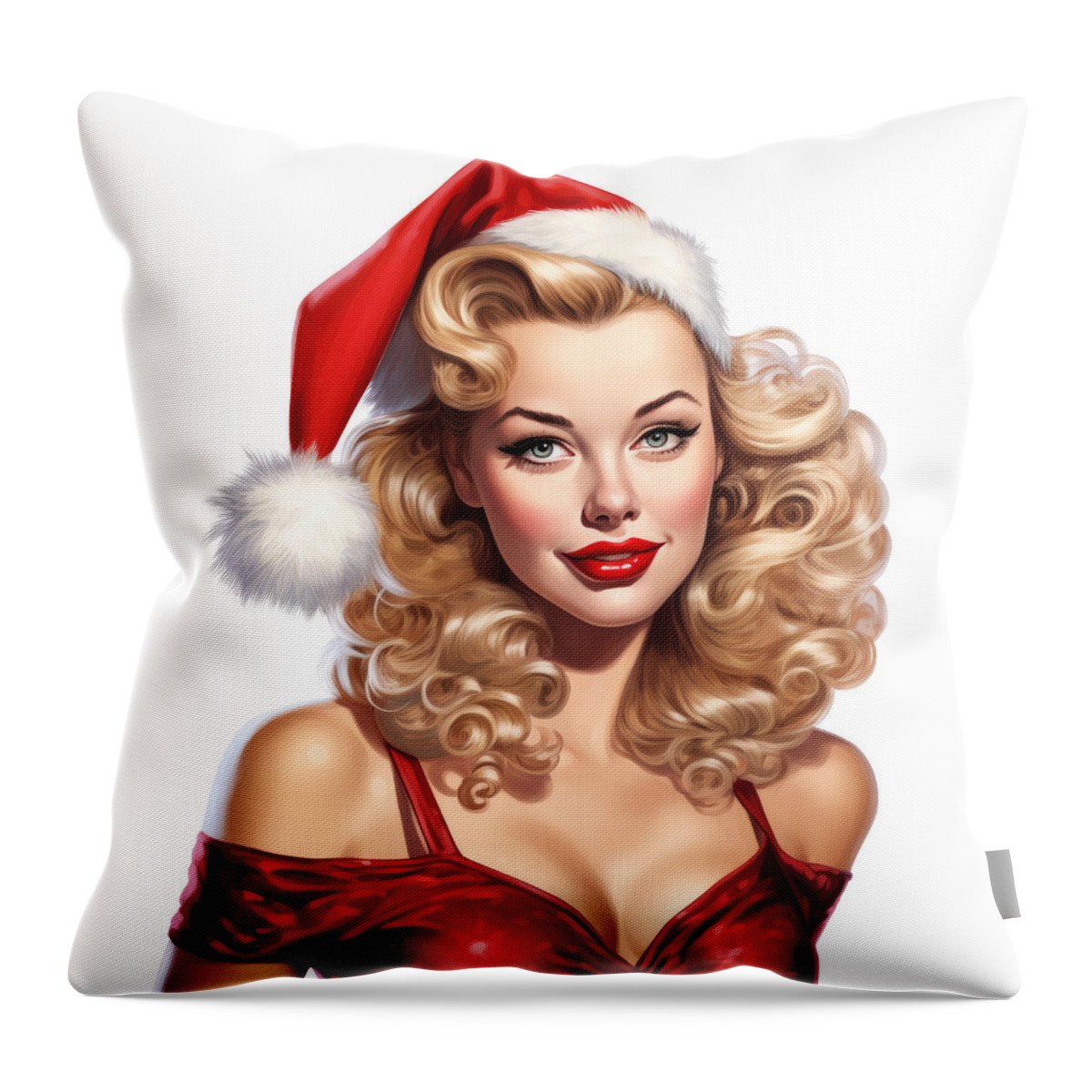 Painting Throw Pillow featuring the painting X-Mas Pin-up No.2 by My Head Cinema