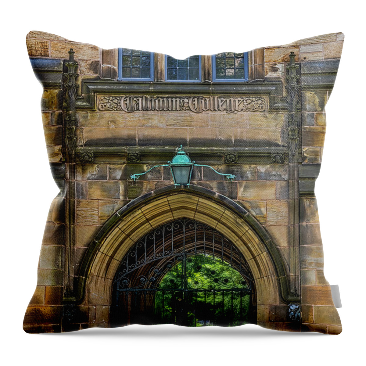 Yale University Throw Pillow featuring the photograph Yale Calhoun College by Susan Candelario