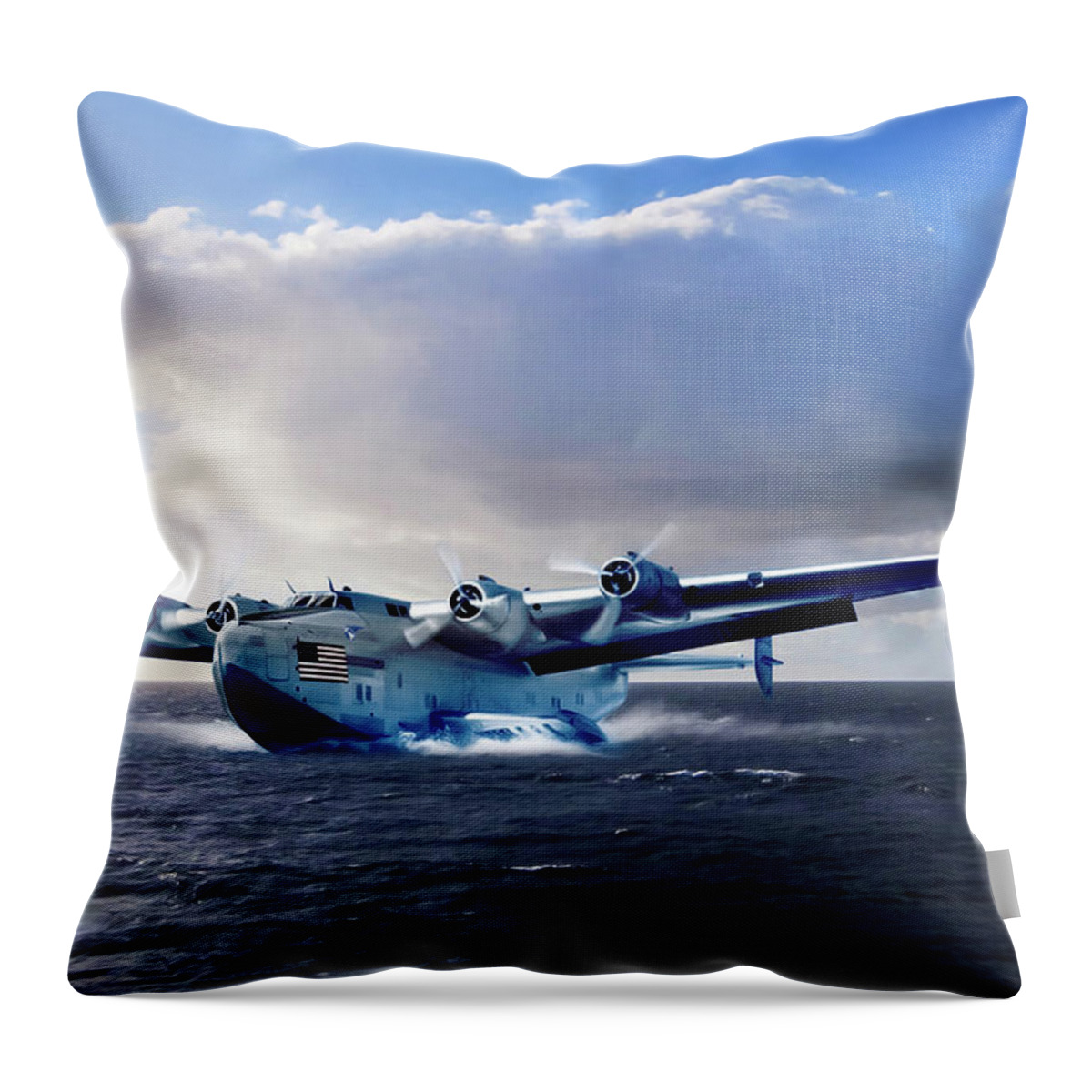 Aviation Throw Pillow featuring the digital art Yankee Clipper by Peter Chilelli