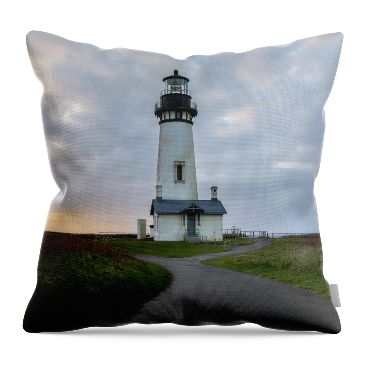 Yaquina Head Lighthouse Throw Pillow featuring the photograph Yaquina Head Lighthouse by Catherine Avilez