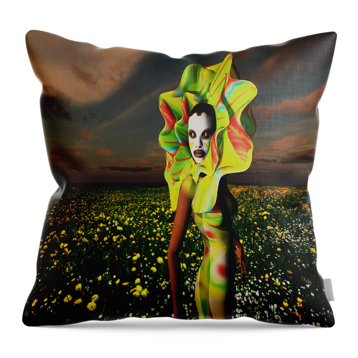 Yellow Begonia Throw Pillow featuring the digital art Yellow Begonia by Williem McWhorter