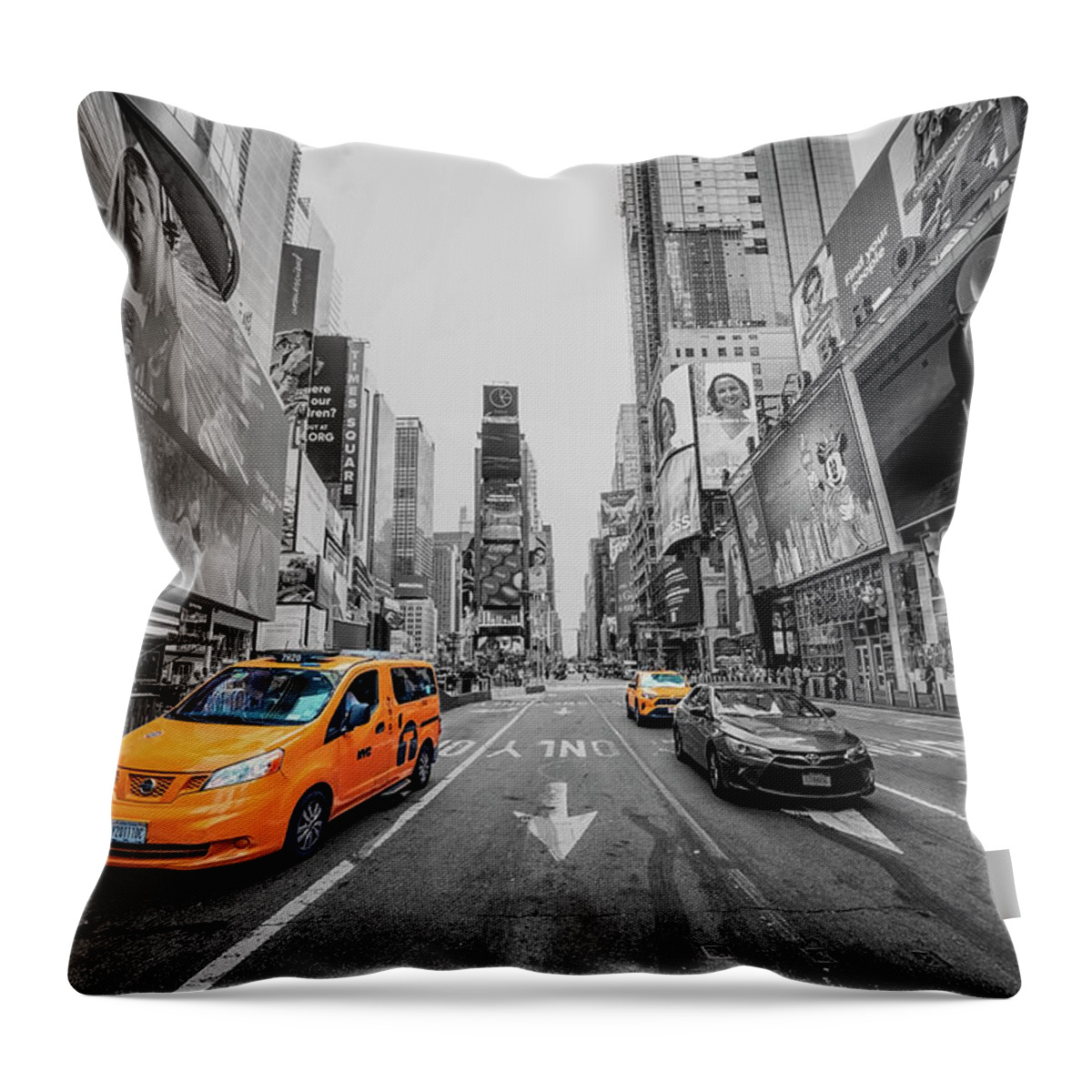 Advertisement Throw Pillow featuring the photograph Yellow Cab by Manjik Pictures