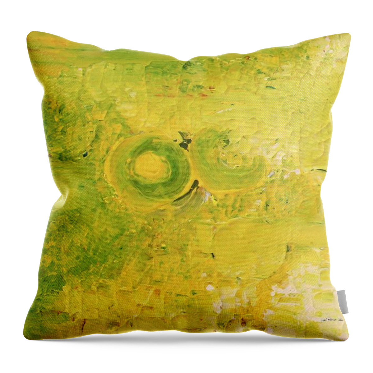 In Focus Throw Pillow featuring the painting Yellow dot by Carol P Kingsley