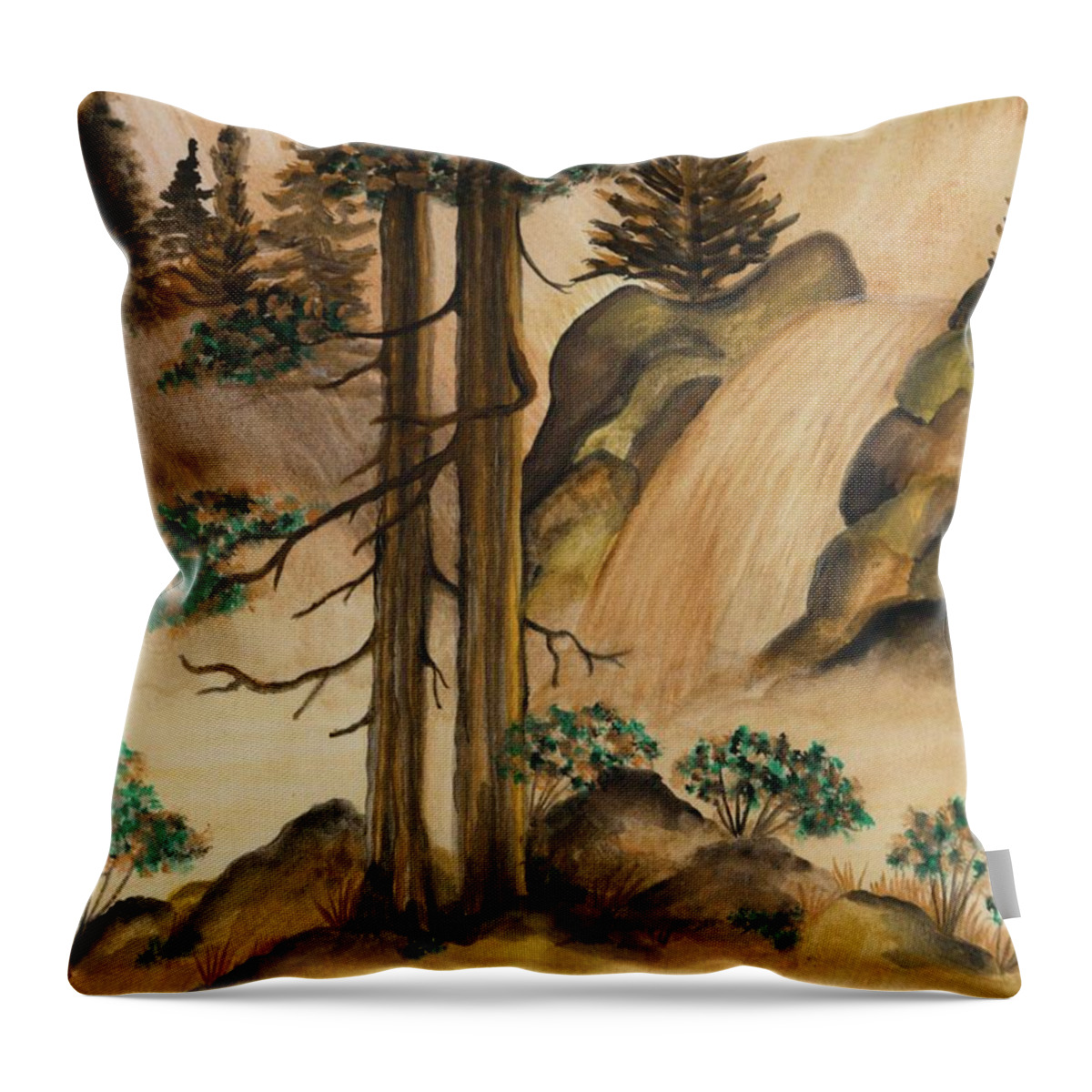 Art Of The Gypsy Throw Pillow featuring the painting Huangse Qiutian Yellow Fall by The GYPSY