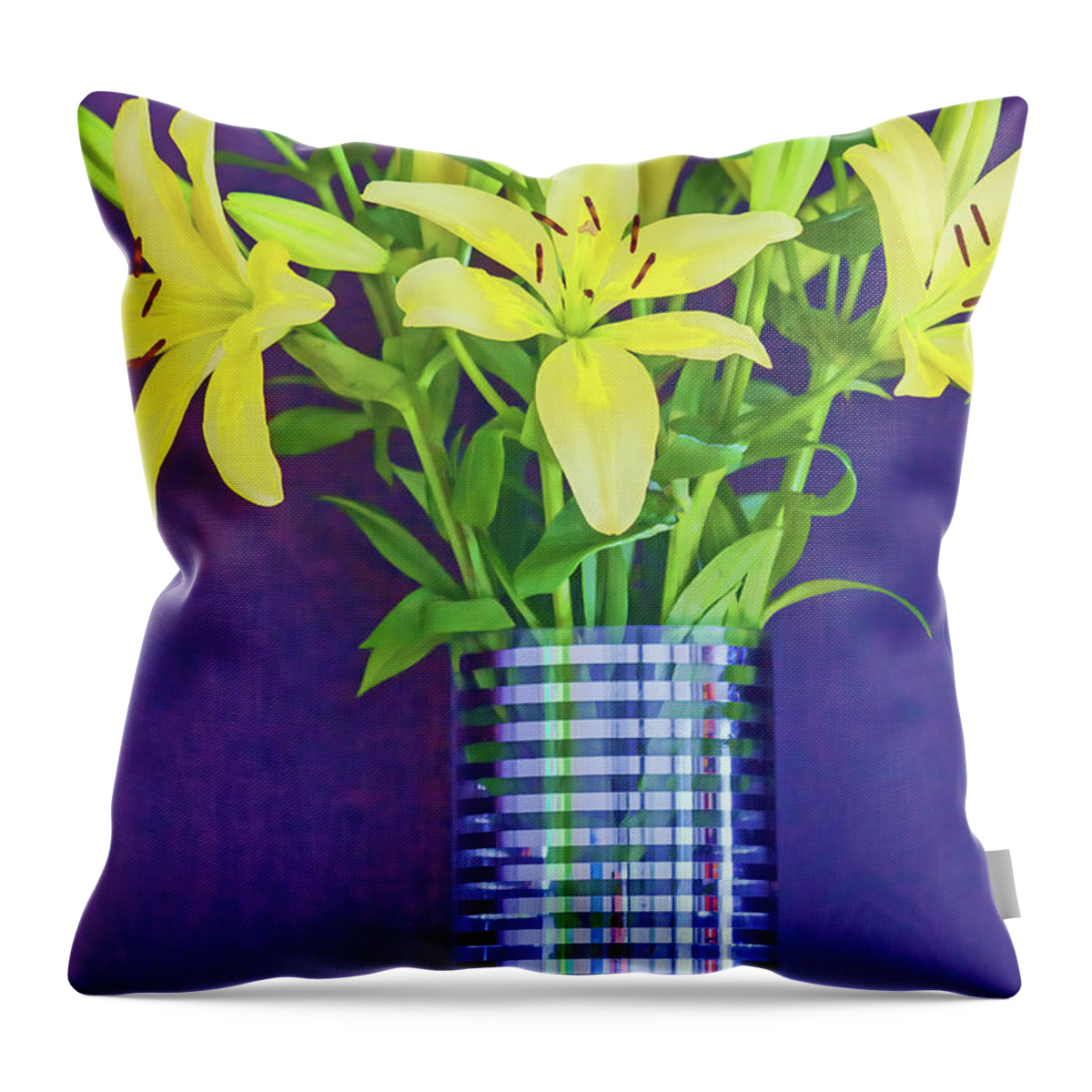 Lilies Throw Pillow featuring the photograph Yellow Lilies by Roberta Byram