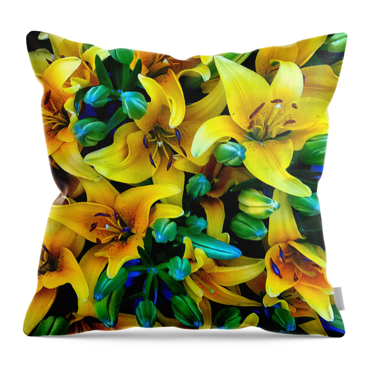  Throw Pillow featuring the photograph Yellow lilies by Stephen Dorton