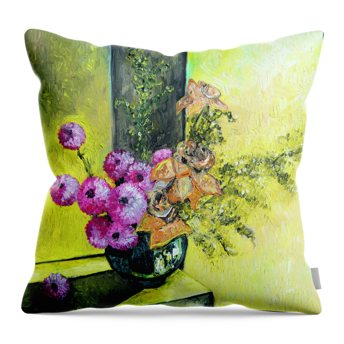  Throw Pillow featuring the painting Yellow Scale 1 by Chiara Magni
