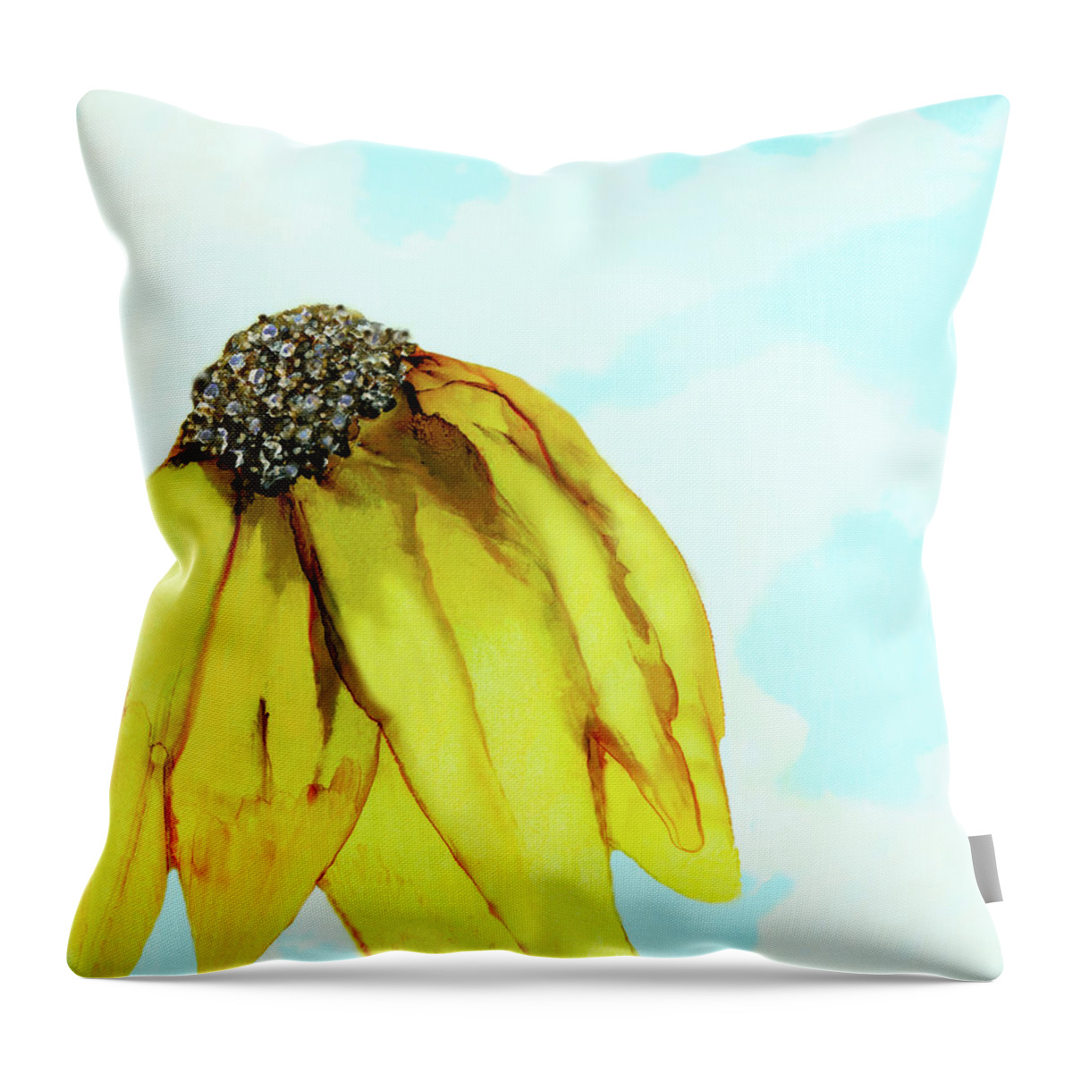 Sunflower Throw Pillow featuring the painting Yellow Sunflower Against A Blue Sky by Deborah League