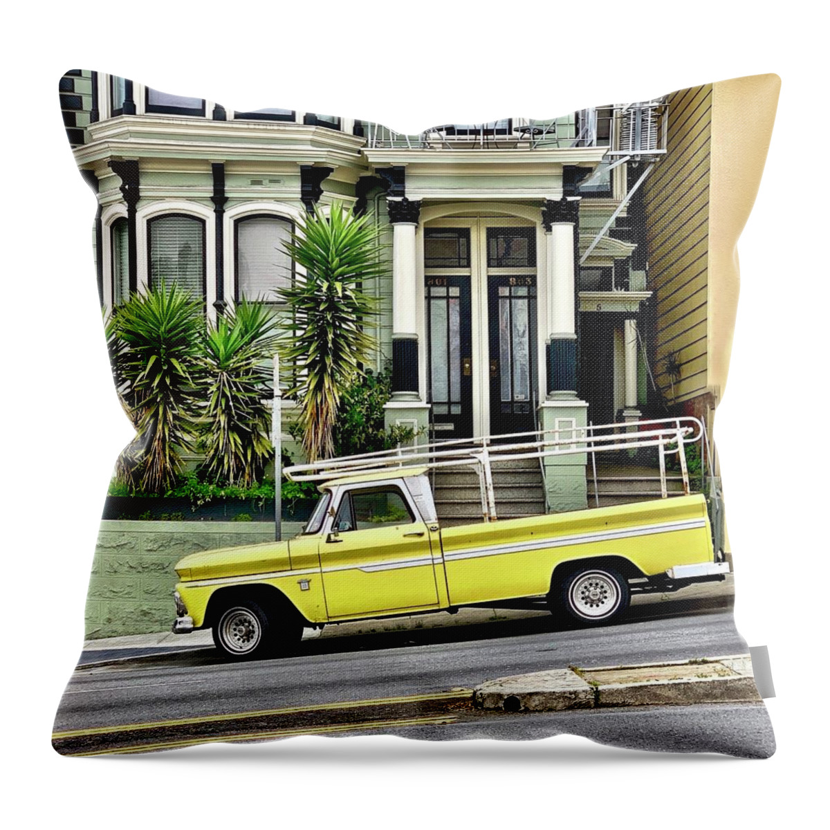  Throw Pillow featuring the photograph Yellow Truck by Julie Gebhardt