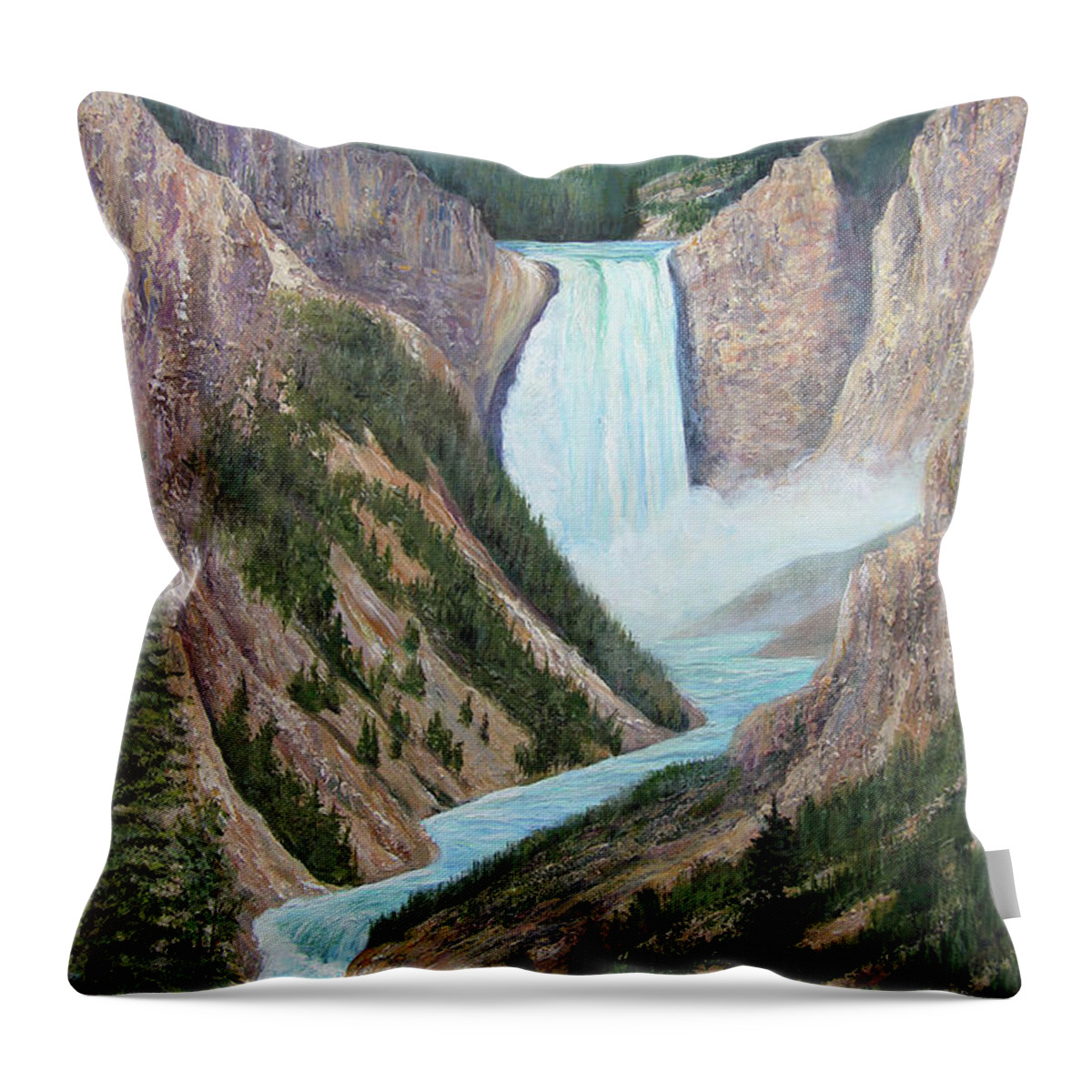 Acrylic Painting Throw Pillow featuring the painting Yellowstone Treasures by Linda Goodman