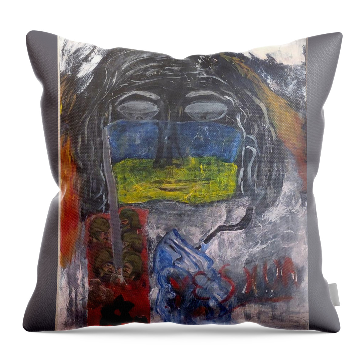 Yeshua Throw Pillow featuring the mixed media Yeshua by Suzanne Berthier