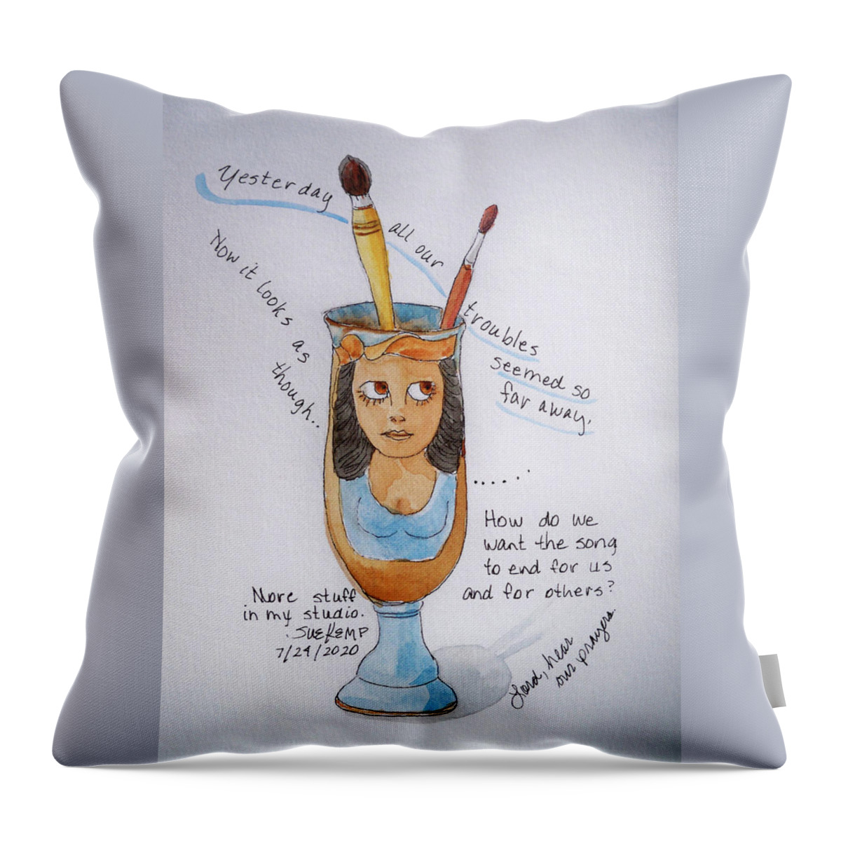 Memories Throw Pillow featuring the painting Yesterday by Sue Kemp