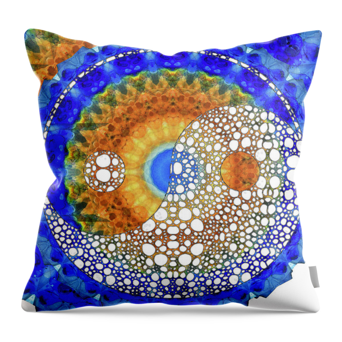 Yin Throw Pillow featuring the painting Yin And Yang - Moving Into Balance - Sharon Cummings by Sharon Cummings