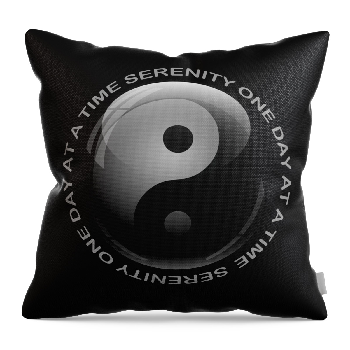 Sobriety Throw Pillow featuring the painting Yin Yang Sobriety Serenity One Day At A Time AA Sober Tee Tees T-Shirt River by Tony Rubino