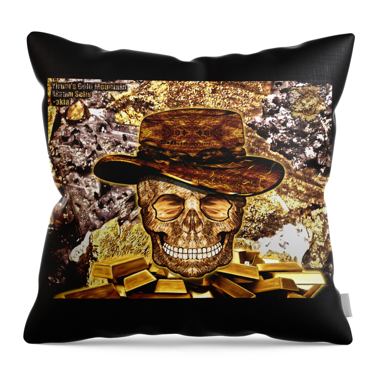 Bars Throw Pillow featuring the digital art Yirum's Gold Mountain by YokTomato