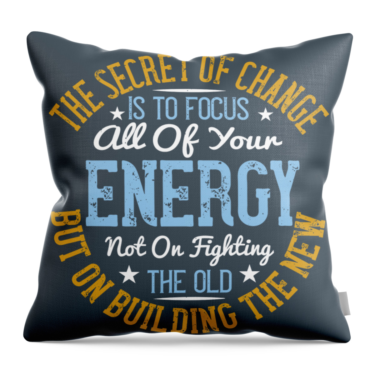 Yoga Throw Pillow featuring the digital art Yoga Gift The Secret Of Change Is To Focus All Of Your Energy On Building The New by Jeff Creation