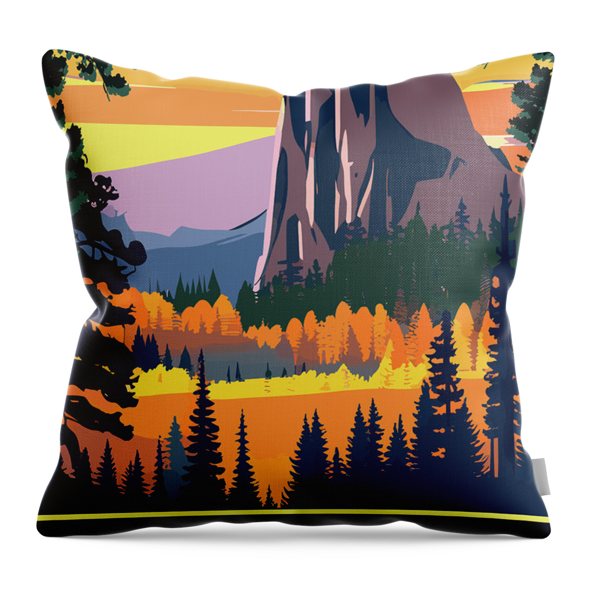 Yosemite Throw Pillow featuring the digital art Yosemite, CA by Long Shot