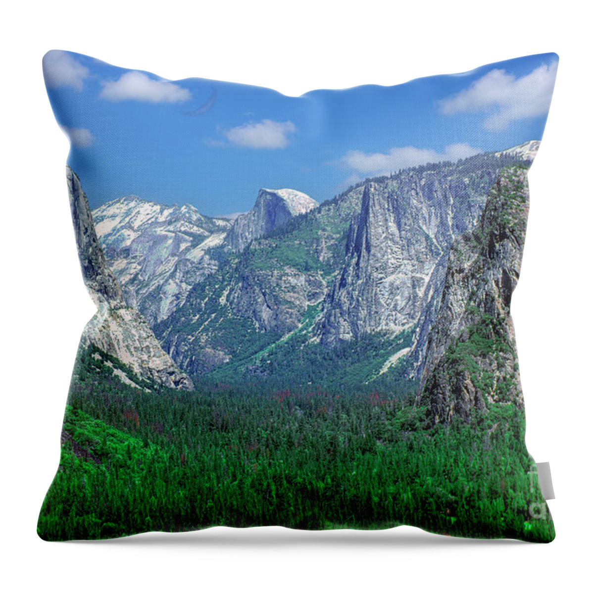 Yosemite Np Valley Floor Pano Throw Pillow featuring the photograph Yosemite NP Valley Vista  by David Zanzinger