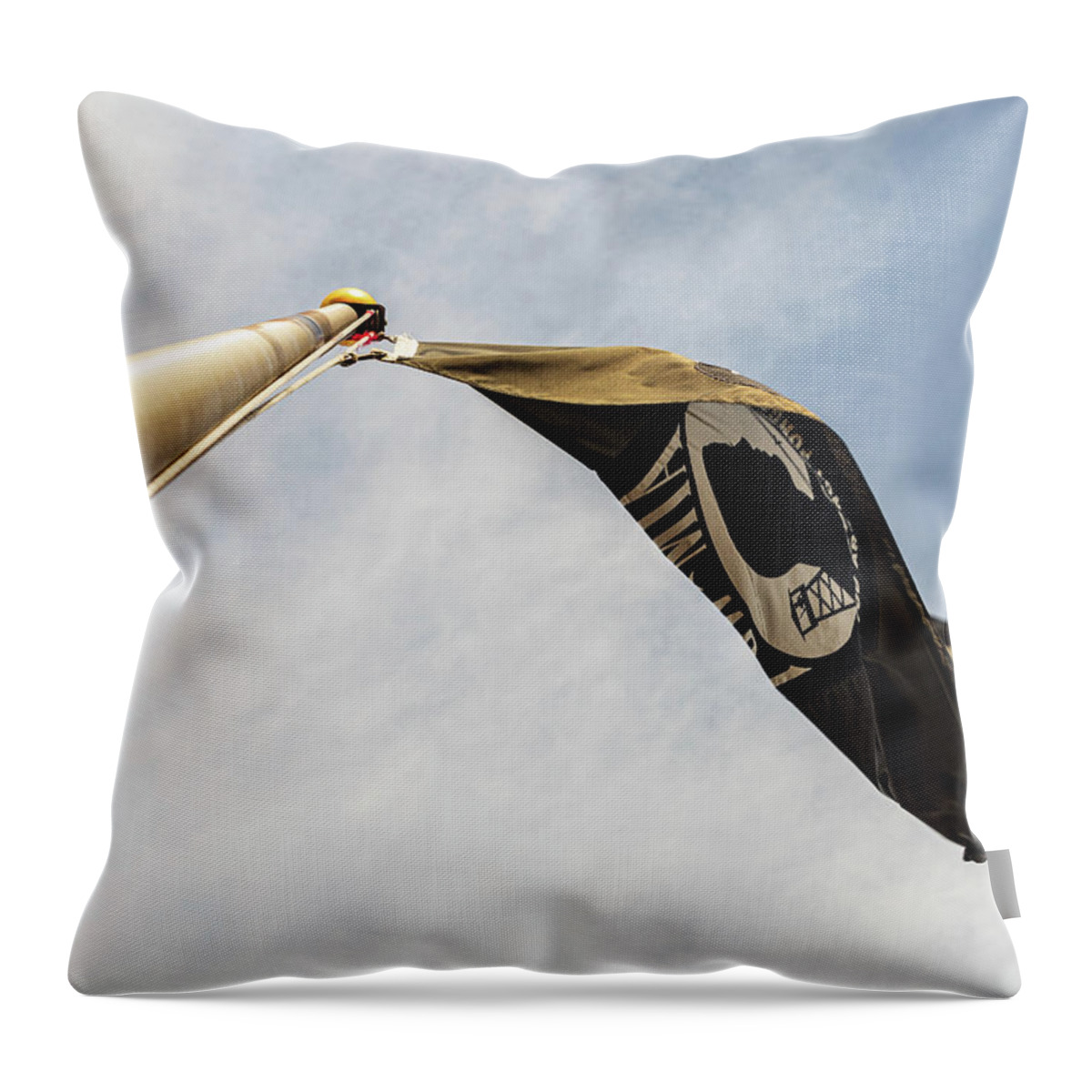 Flag Throw Pillow featuring the photograph You Are Not Forgotten - POW MIA Flag 2 by Amelia Pearn