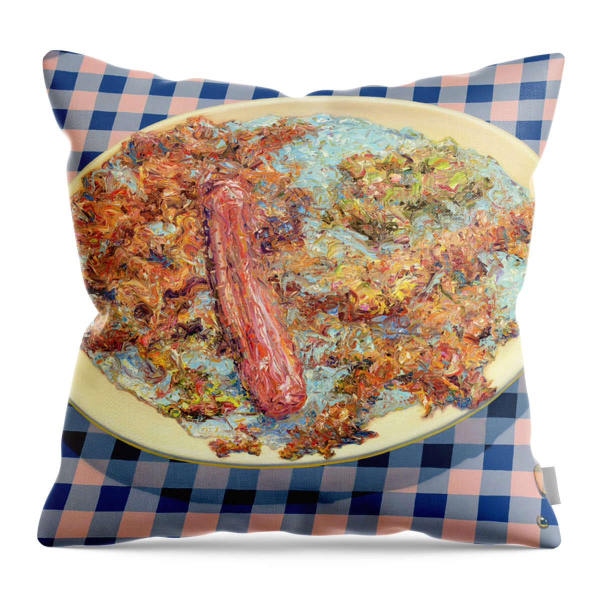 Food Throw Pillow featuring the painting You can't eat paint by James W Johnson